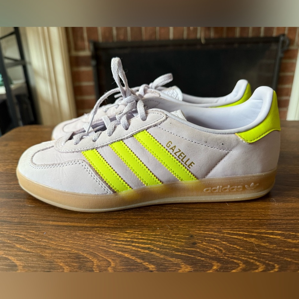 Adidas White Sneakers with Yellow Highlights